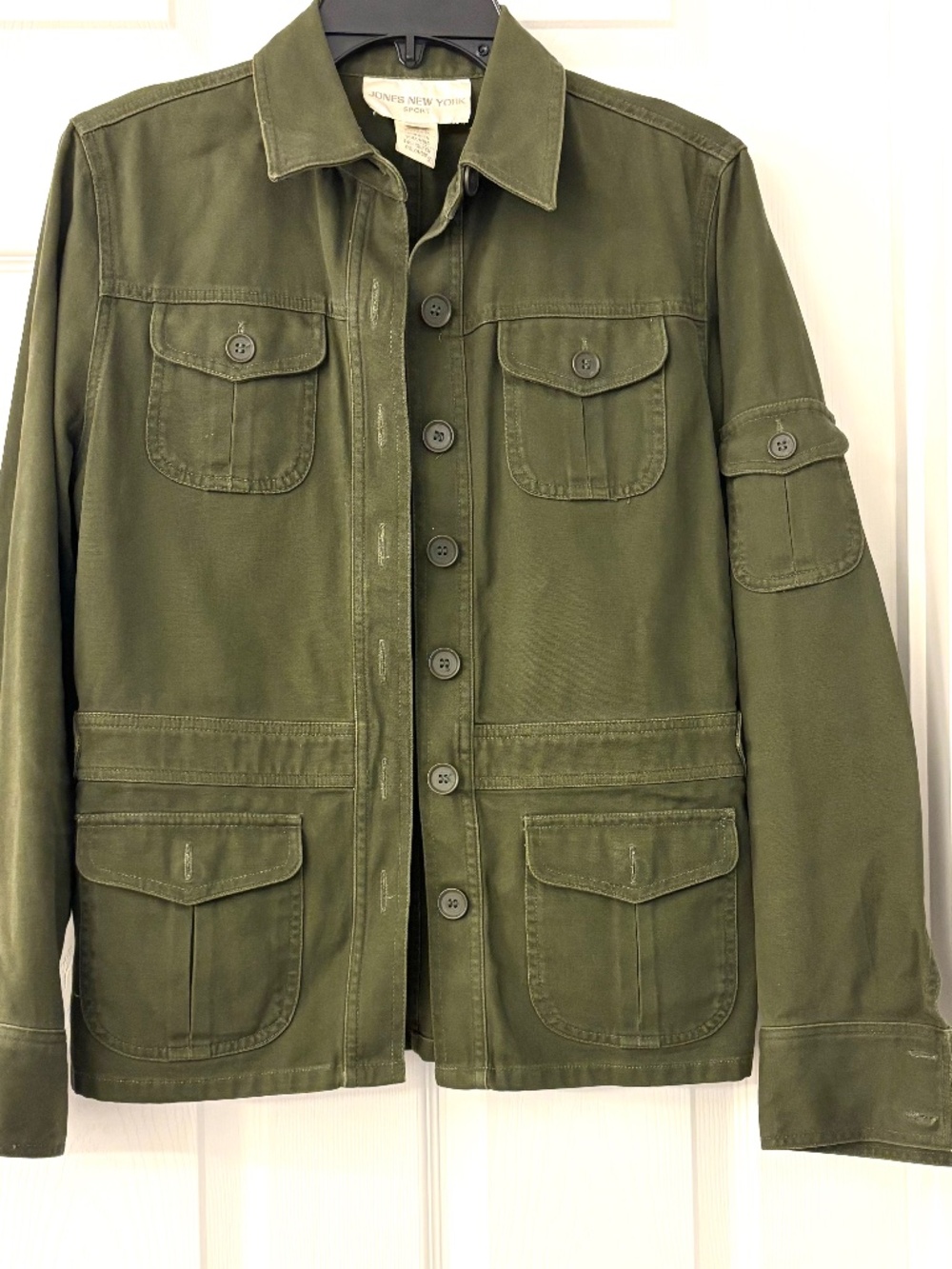 Jones New York Sport Olive Green Cotton Utility Military Jacket Size M
